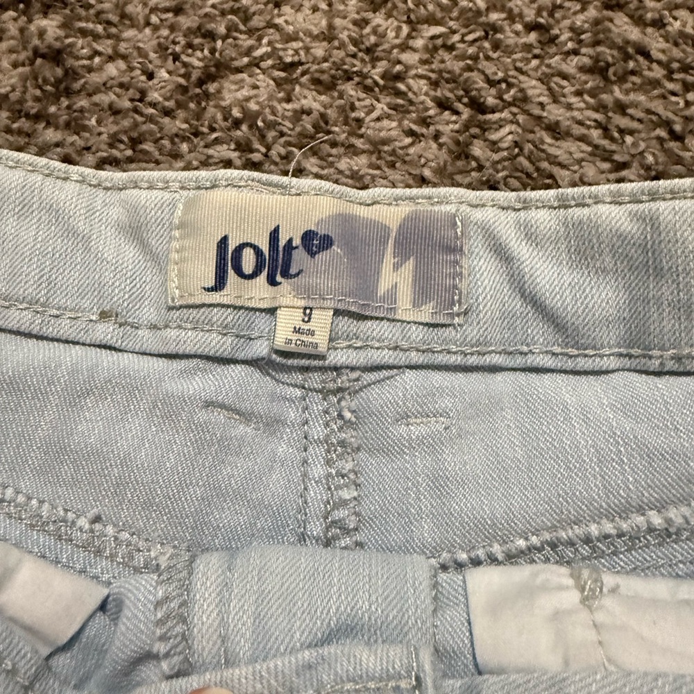 Jolt Light Blue Jean Shorts with Cream Lace - Picture 2 of 3
